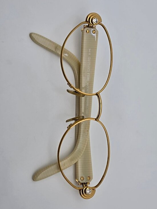 Gianfranco Ferre GFF 269 NB4 Strass Matte Gold Ivory Rhinestone Sunglasses Frame main image 5